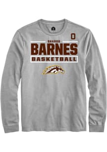 Sharod Barnes Western Michigan Broncos Grey NIL Stacked Box Long Sleeve Player T Shirt