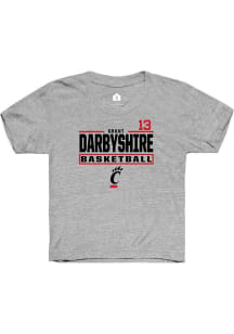 Grant Darbyshire Cincinnati Bearcats Youth Grey NIL Stacked Box Player Tee