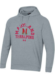 Under Armour Maryland Terrapins Mens Grey All Day Fleece Long Sleeve Hoodie