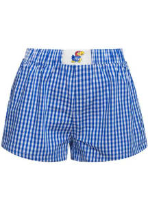 Hype and Vice Kansas Jayhawks Womens Blue Gingham Shorts