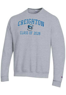 Champion Creighton Bluejays Mens Grey Font Class of 2028 Powerblend Long Sleeve Crew Sweatshirt