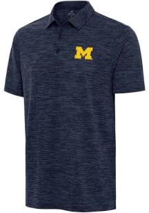 Antigua Michigan Wolverines Mens Blue Eternal Short Sleeve Polo