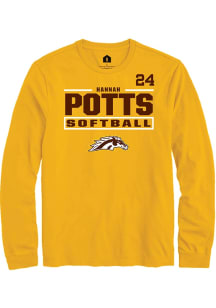 Hannah Potts Western Michigan Broncos Gold NIL Stacked Box Long Sleeve Player T Shirt