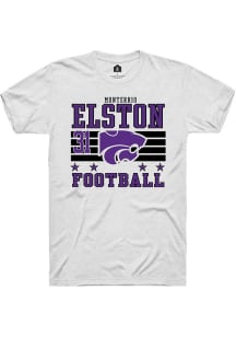 Monterrio Elston K-State Wildcats White Football NIL Striped Short Sleeve Player T Shirt