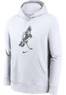 Nike Michigan State Spartans Mens White Sparty Playing Hockey Long Sleeve Hoodie