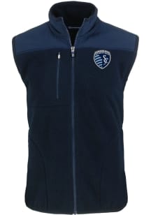 Cutter and Buck Sporting Kansas City Big and Tall Navy Blue Cascade Sherpa Mens Vest