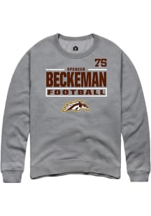 Spencer Beckeman Western Michigan Broncos Mens Grey Football NIL Stacked Box Player Crew