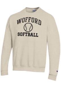 Champion Wofford Terriers Mens Oatmeal Softball Powerblend Long Sleeve Crew Sweatshirt