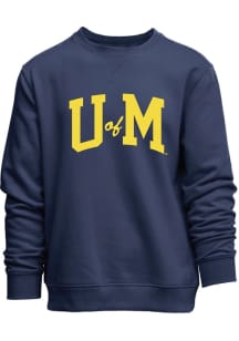 Michigan Wolverines Mens Navy Blue UM Long Sleeve Crew Sweatshirt
