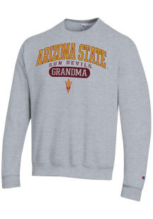 Champion Arizona State Sun Devils Mens Grey Pill Box Grandma Powerblend Long Sleeve Crew Sweatshir..