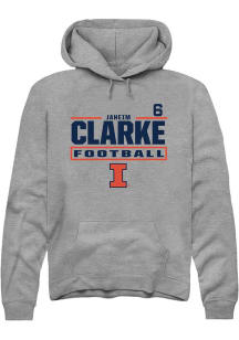 Jaheim Clarke Illinois Fighting Illini Mens Graphite Football NIL Stacked Box Player Hood