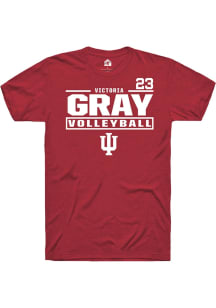 Victoria Gray Indiana Hoosiers Crimson NIL Stacked Box Short Sleeve Player T Shirt