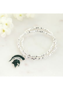 Michigan State Spartans Crystal Logo Stretch Womens Bracelet