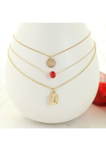 Ohio State Buckeyes Matte Gold Logo Trio Necklace
