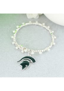 Michigan State Spartans Pearl Enamel Logo Womens Bracelet
