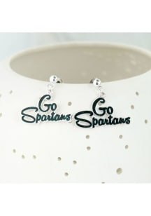 Michigan State Spartans Slogan Design Womens Earrings