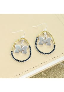 Michigan Wolverines Crystal Loop Womens Earrings