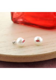 Arkansas Razorbacks Pearl Logo Stud Womens Earrings