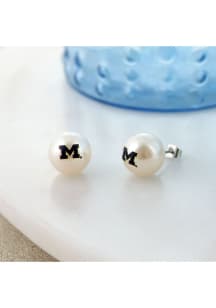 Michigan Wolverines Pearl Stud Womens Earrings