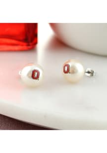 Ohio State Buckeyes Buckeys Logo Pearl Stud Womens Earrings