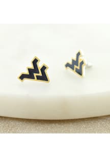 West Virginia Mountaineers Enamel Logo Stud Womens Earrings