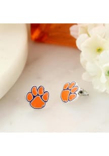 Clemson Tigers Enamel Logo Stud Womens Earrings