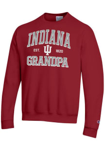 Champion Indiana Hoosiers Mens Crimson Est. Date Grandpa Powerblend Long Sleeve Crew Sweatshirt