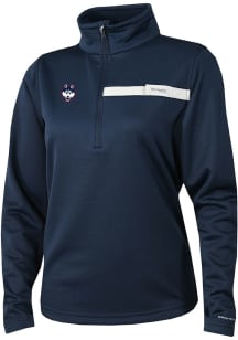 Columbia UConn Huskies Womens Navy Blue Heat Seal Skiff Guide Fleece Qtr Zip