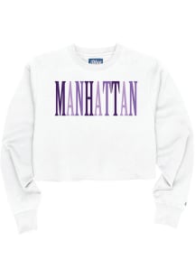Blue 84 Manhattan Womens Ivory Multi Wordmark Crew Sweatshirt