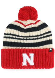 47 Nebraska Cornhuskers Natural Snow Fort Cuff Pom Youth Knit Hat