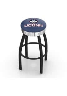 UConn Huskies 3 Ring Chrome Seat Pub Stool - Black