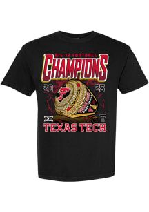 Something Inked Texas Tech Red Raiders Black Big 12 Football Champion Ring Short Sleeve T Shirt