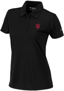 Columbia Indiana Hoosiers Womens Black Heat Seal Birdie Short Sleeve Polo Shirt