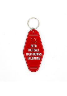 Missouri Beer, Football, Tailgating Keychain - Red