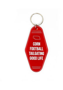 Nebraska Beer, Football, Tailgating Keychain - Red