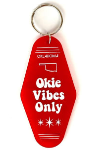 Oklahoma Okie Vibes Only Acrylic Keychain - Red