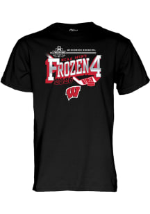 Blue 84 Wisconsin Badgers Black 2026 Men's Ice Hockey Frozen Four Bound Short Sleeve T Shirt
