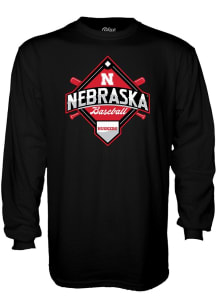 Blue 84 Nebraska Cornhuskers Black Big Ten Baseball Long Sleeve T Shirt