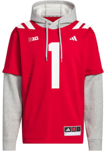 Adidas Nebraska Cornhuskers Mens Red Football Jersey Long Sleeve Hoodie
