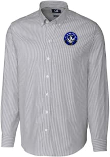 Cutter and Buck Montreal Impact Mens Charcoal Stretch Oxford Stripe Big and Tall Dress Shirt