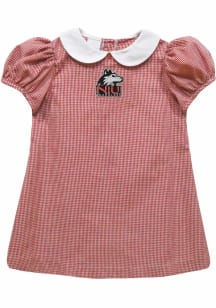 Vive La Fete Northern Illinois Huskies Toddler Girls Red Gingham Collar Short Sleeve Dress