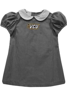 Vive La Fete VCU Rams Baby Girls Black Gingham Collar Short Sleeve Dress
