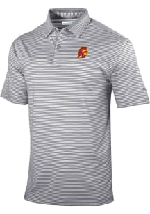 Columbia USC Trojans Mens Grey Heat Seal Golden Hills Short Sleeve Polo