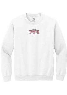 Summit Sportswear Temple Owls Mens White Embroidered Long Sleeve Crew Sweatshirt