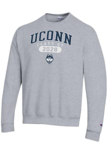 Champion UConn Huskies Mens Grey Class of 2028 Powerblend Long Sleeve Crew Sweatshirt