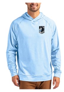 Cutter and Buck Minnesota United FC Mens Light Blue Adapt Knit Hood Long Sleeve Hoodie