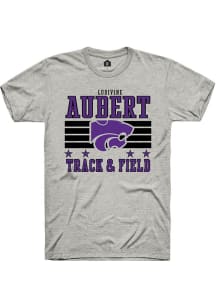 Ludivine Aubert K-State Wildcats Ash NIL Striped Short Sleeve Player T Shirt
