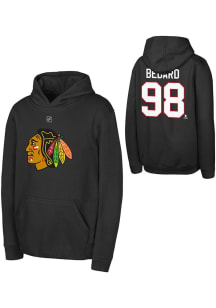 Connor Bedard Outer Stuff Chicago Blackhawks Youth Third Flat NN Long Sleeve Player Hoodie Black