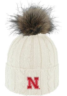 LogoFit Nebraska Cornhuskers Ivory Alps W Pom Knit Womens Knit Hat