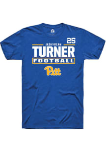 Ja’Kyrian Turner Pitt Panthers Blue Football NIL Stacked Box Short Sleeve Player T Shirt